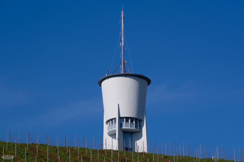 An old water tower at the top of the Petrisberg is a landmark of Trier